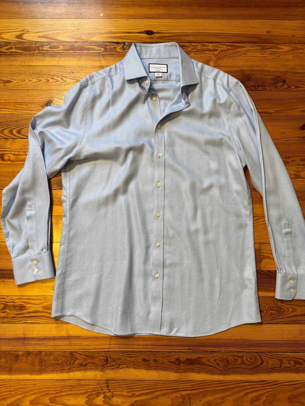Charles Tyrwhitt Blue Herringbone Dress Shirt